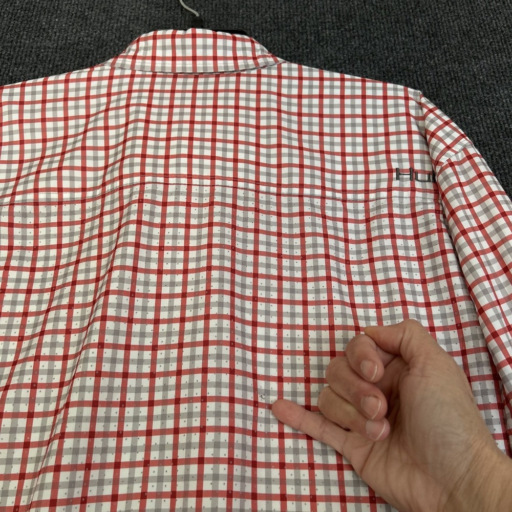 Huk Tide Point Performance Fishing Shirt Men's XL Red Gray Check LS Button Down - Picture 9 of 15